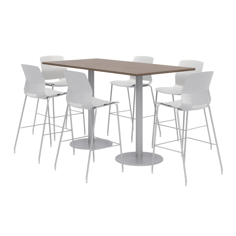 Ensemble de table de salle à manger rectangulaire 72 "et chaise, Gris clair, Teck studio