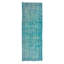 Tapis turc contemporain fait à la main 4,2 x 12,3 pi surteint en bleu sarcelle pour la décoration de couloir