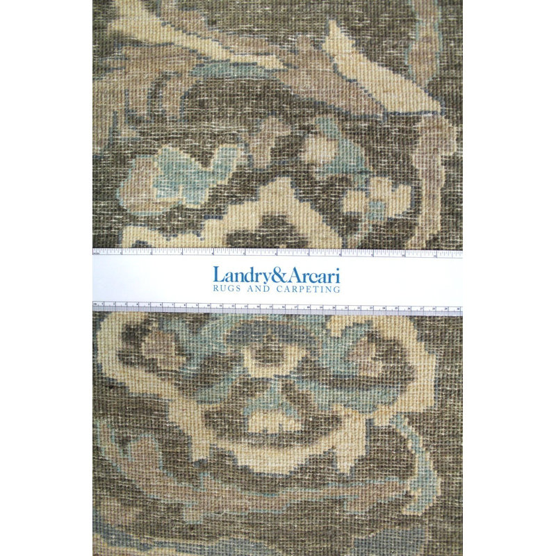 Tapis brun / bleu en laine noué à la main de conception unique 10 pi 1 po x 13 pi 11 po New Age Tabriz