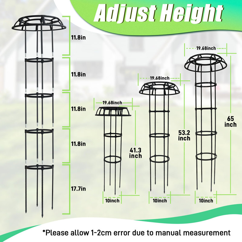 Treillis de jardin à sommet champignon de 165 cm pour plantes grimpantes, lot de 1
