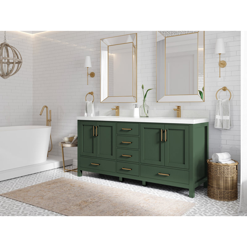 Ensemble de meuble-lavabo double 72 po Malibu, Calacatta Laza