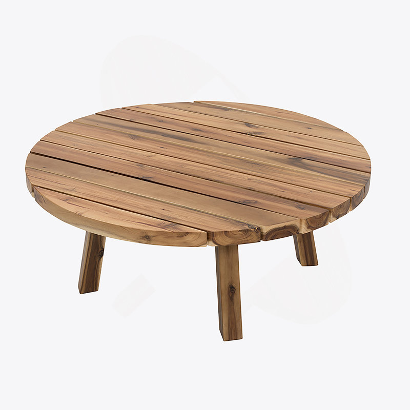 Table basse ronde avec plateau en bois massif