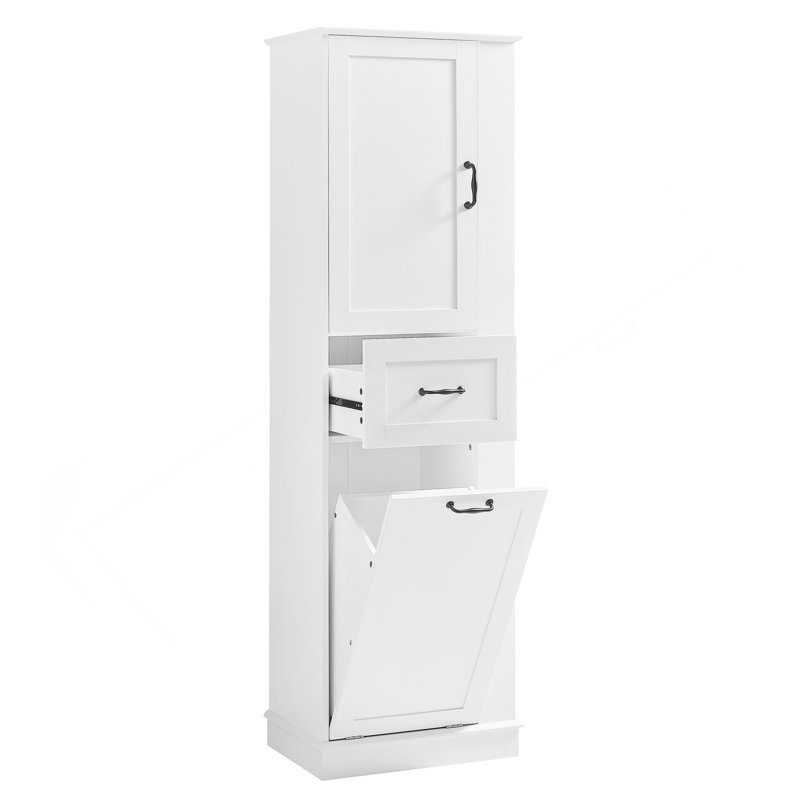 Modern Tall Storage Cabinet – Tilt-Out Compartment, Adjustable Shelves, 80LBS Capacity, Soft-Close Hinges, Aluminum Alloy Handles, Perfect For Bathroom & Organization
