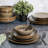 Gibson Elite 16 Piece Dreamweaver Double Bowl Terracotta Reactive Dinnerware Set-72615074