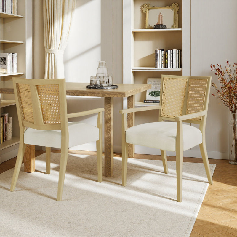 Ensemble de 2 chaises en rotin, Frêne clair, Beige