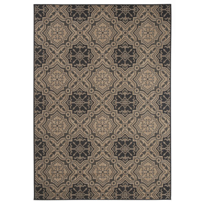 Tapis intérieur / extérieur gris / brun en polypropylène tissé à la machine Rectangle