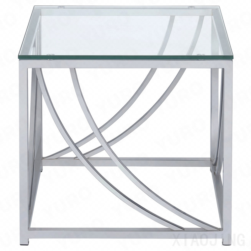 Chrome Square Glass Top End Table