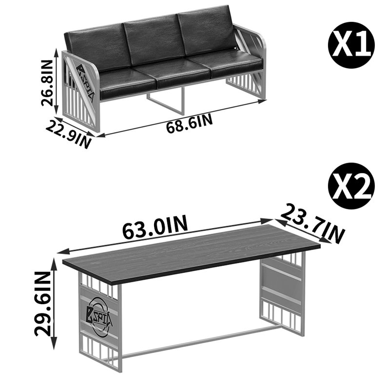 Ensemble de table et chaises Creative Creative de style industriel L 63,0 po x l 23,7 po