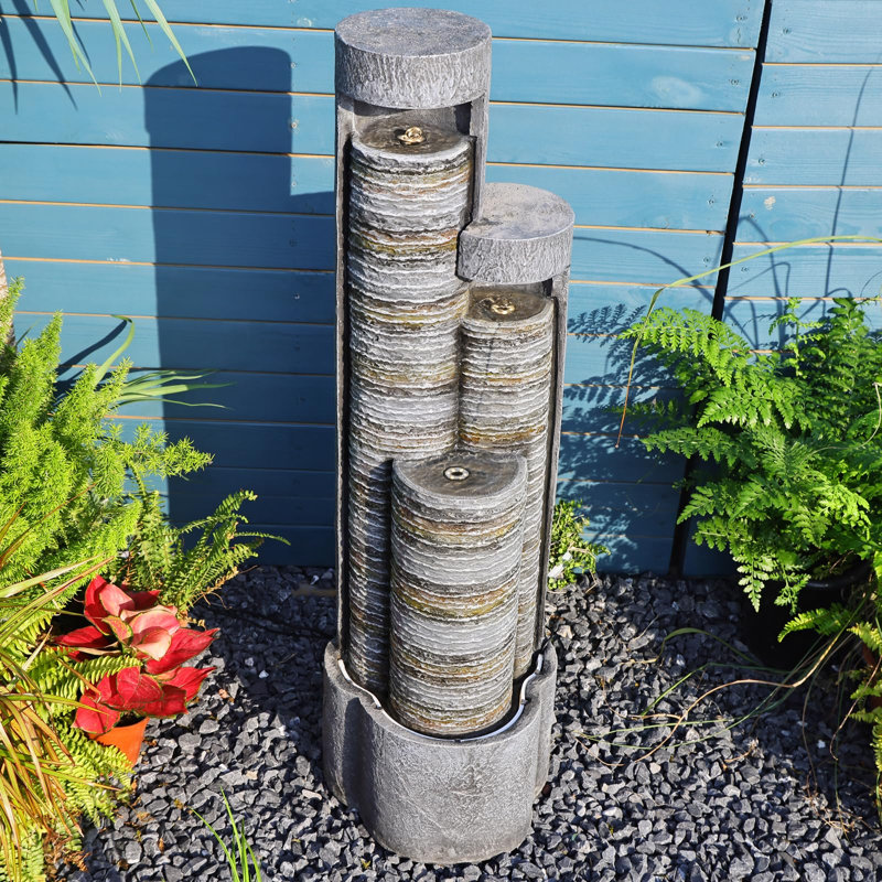 Jasmari Handcrafted Outdoor Weather Resistant Floor Fountain with Lights