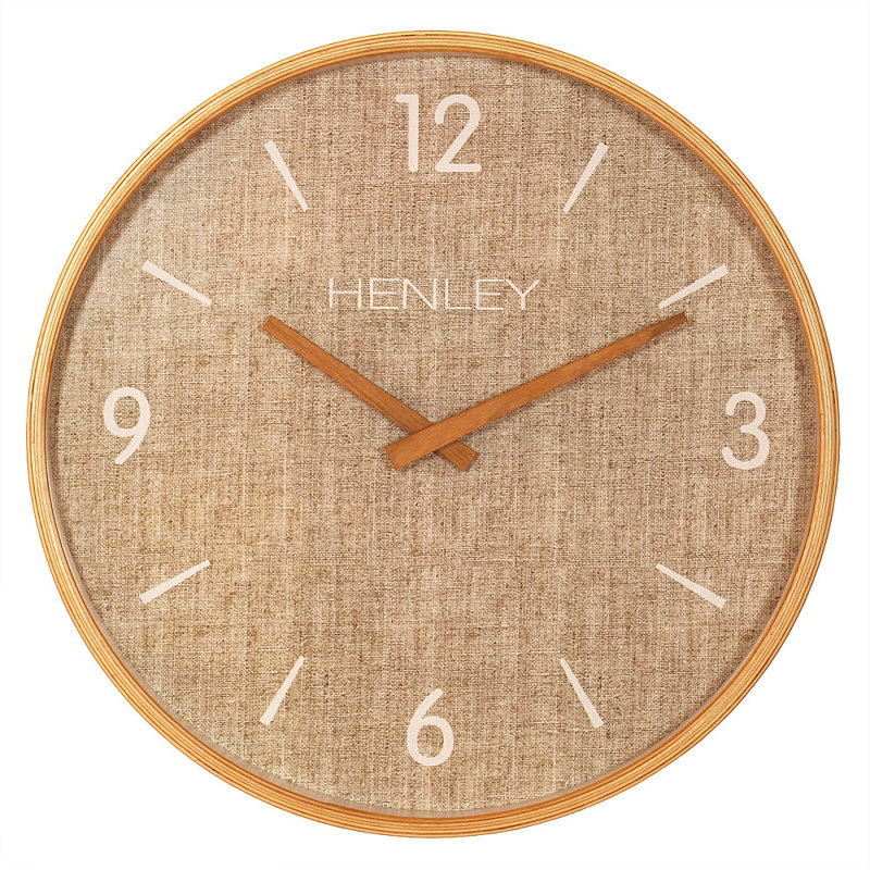 Wood Wall Clock, Light Oak/Taupe 