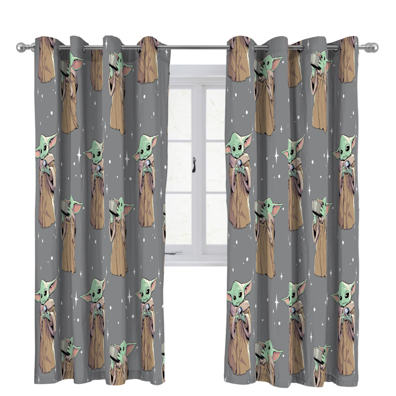 Star Wars Mandalorian 'Curious Kid' Eyelet Window Curtains, 168 W x 183 D cm