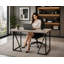 Bureau en bois d'acacia massif Moritz de 47 po avec port de chargement USB, bureau d'écriture d'ordinateur industriel avec base en métal, gris fumée
