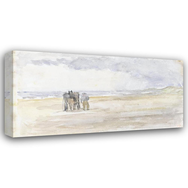 «Man with Horse and Carriot on the Beach» par Jozef Israëls - Art mural sur toile tendue avec châssis, H 24 po x l 17 po