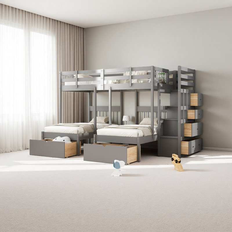 Full Over Twin & Twin Bunk Bed, Grey