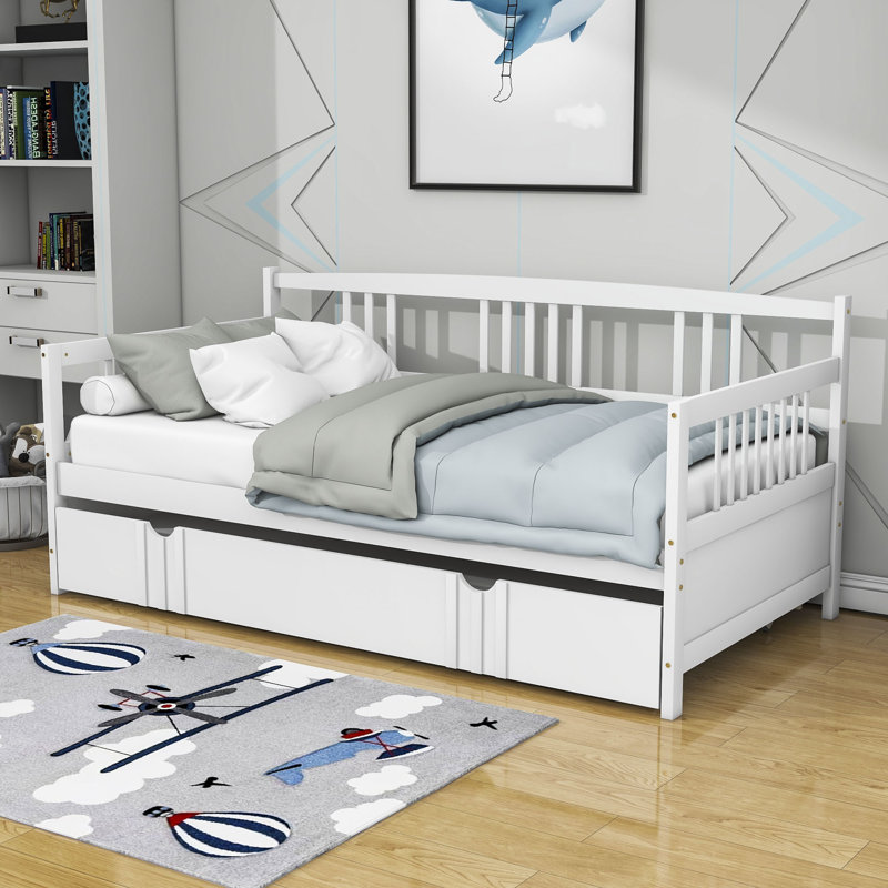 Eolia Wood Daybed With Trundle, White, Twin