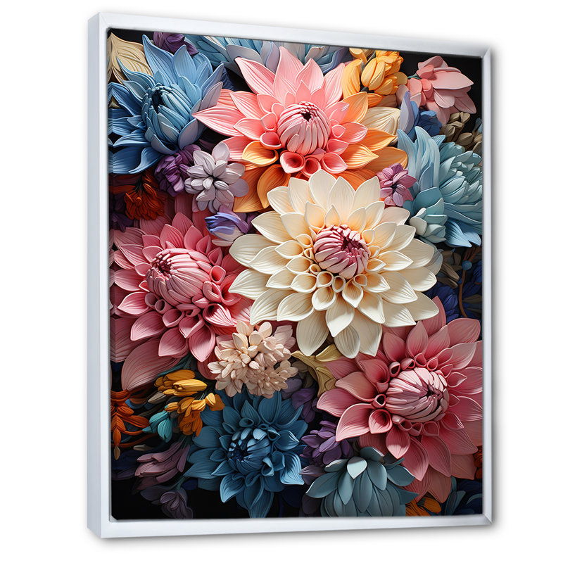 «Colorfull Mums Serene I», reproduction sur toile, Cadre flottant blanc, H 32 po x l 24 po x P 1 po