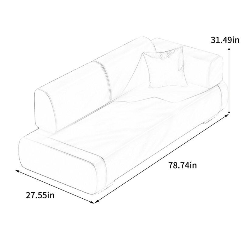 Chaise longue en similicuir de style moderne, Gris, Orienté à droite