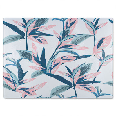Winter Flowers Glass Chopping Board
