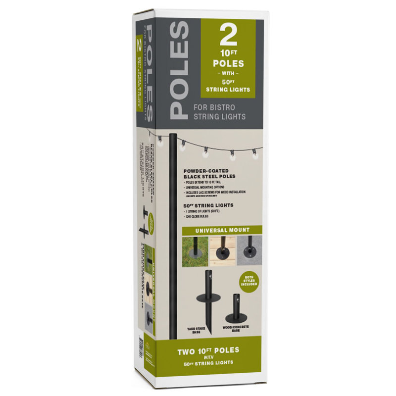 Bistro String Light Poles & 50ft of String Lights