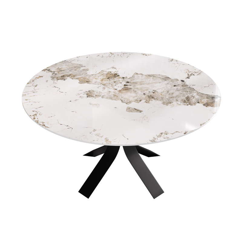 Table de salle à manger Modern, H 29,53 po x L 59,05 po x l 59,05 po, Pandora, Noir, noir, noir, noir