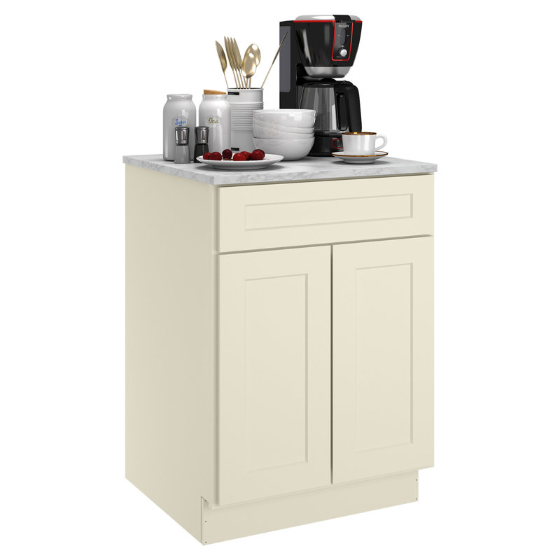 Plywood Ready to Assemble Kitchen Base Cabinets with 2-Drawers and Adjustable Shelf, 34.5" H x 33" W, Antique White