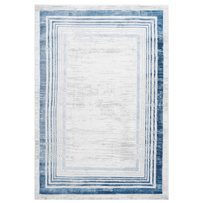Area Rug, Collection 5X7 Blue / Ivory / Bordered