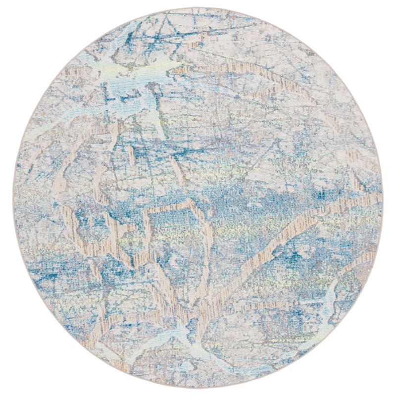 Tapis d'intérieur / extérieur à motif abstrait 500 Barbados, Rond 6 pi 6 po