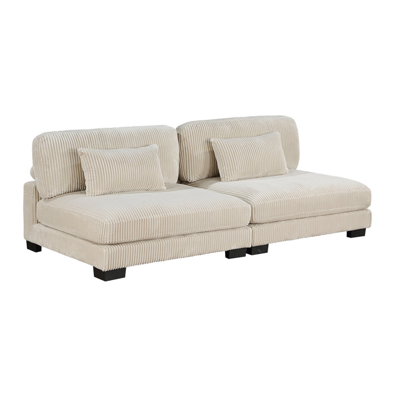 Canapé modulaire en L 5 pièces Constantino, H 34,5 po x l 135 po x P 135 po, Velours côtelé noir