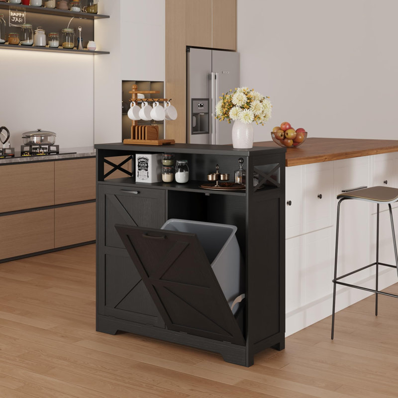 Armoire à poubelle double basculante pour poubelle 20 gallons Caffey, Noir