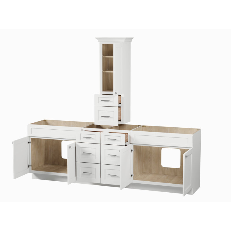 Ensemble de meuble-lavabo double 102 po avec comptoir Disar, Blanc