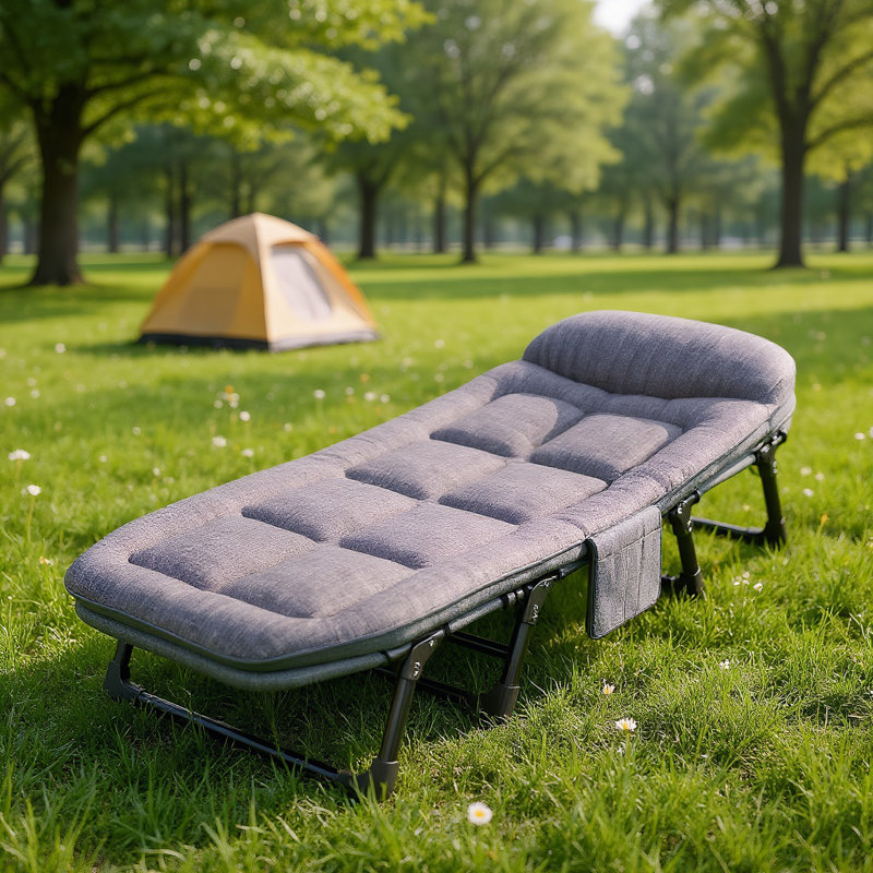 Lit de camp robuste pour adultes avec matelas et oreiller intégrés - Lit pliant portatif pour le camping et les voyages en plein air