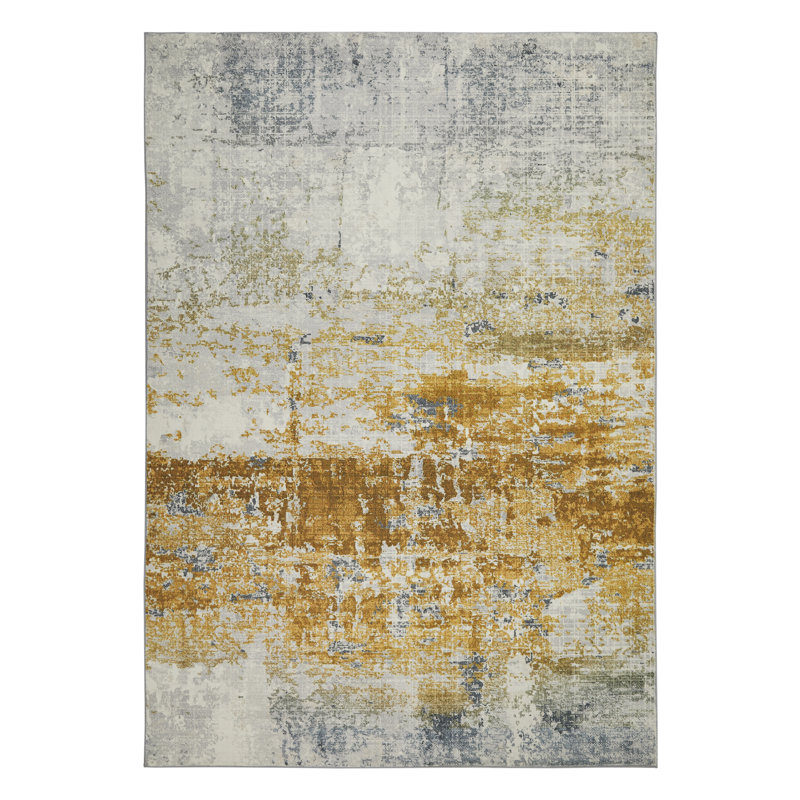 Lux Abstract Ultra soft Stain Guarded Gold Area Rug, Rectangle 160 x 230cm