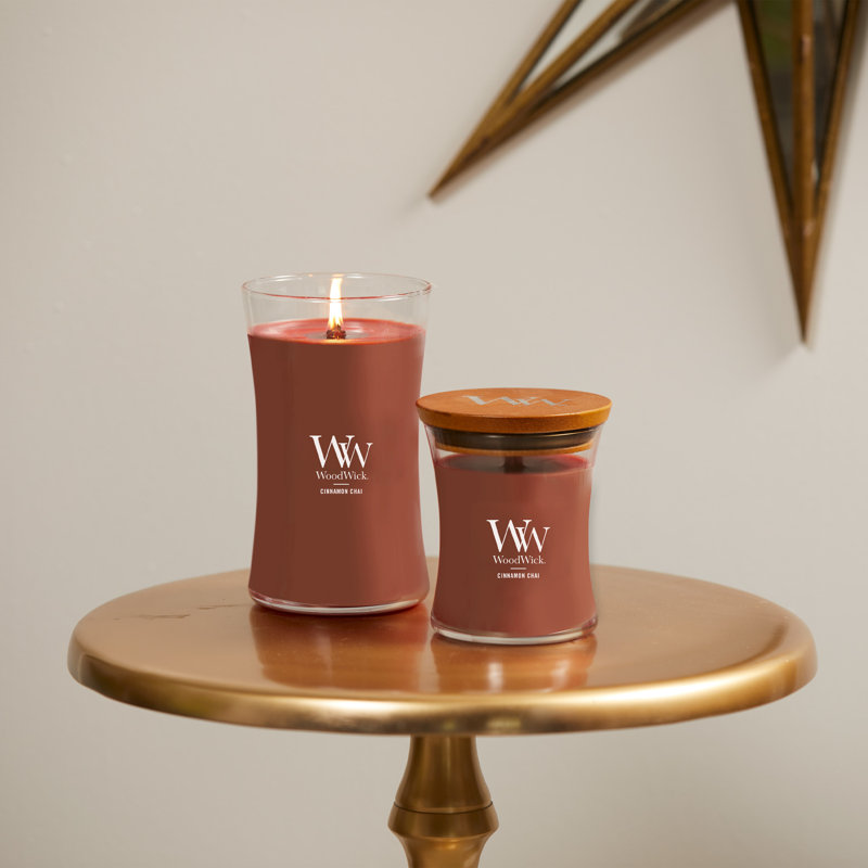 Grande bougie sablier WoodWick® Praline, Rouge foncé