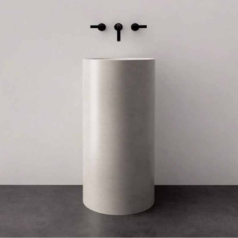 Trueform Concrete Rise 16'' Concrete Circular Bathroom Sink, Graphite, Oil Rubbed Bronze
