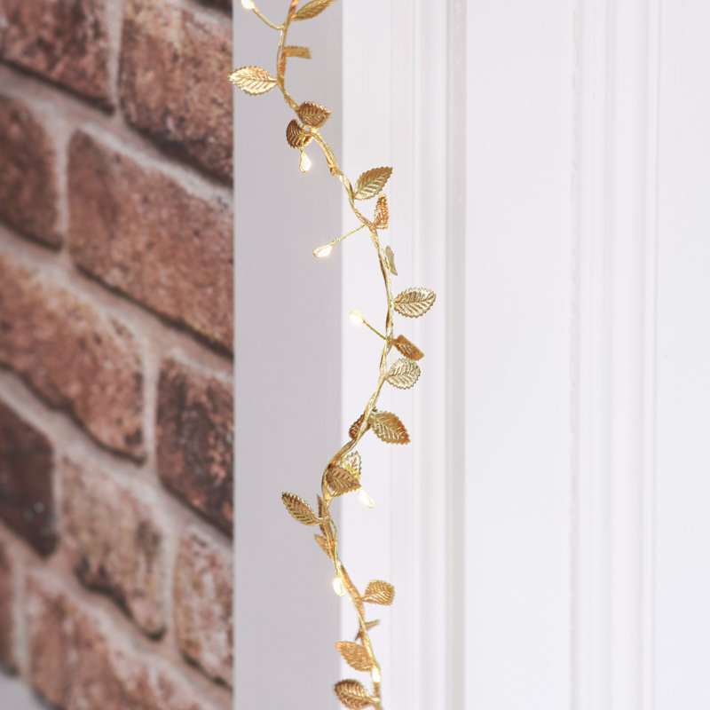 200cm Lighted Faux Garland with Lights, Gold