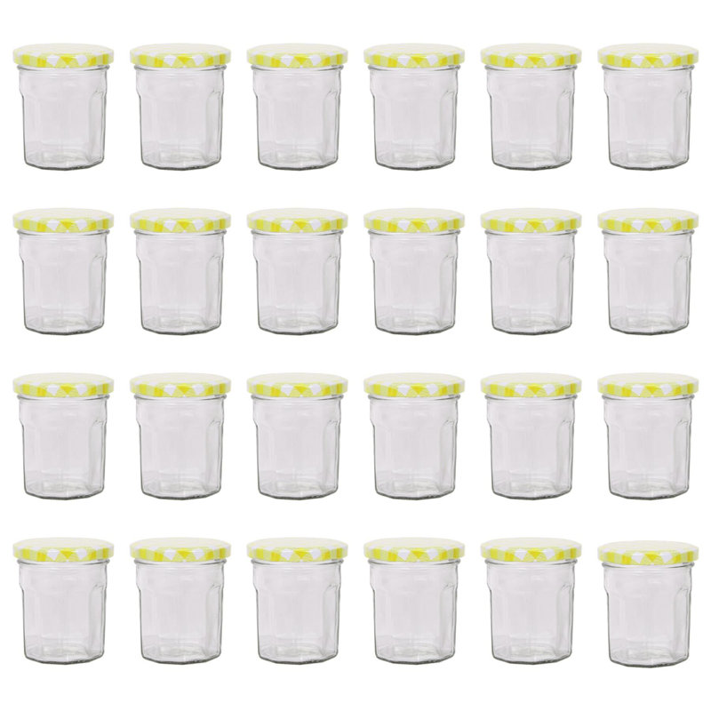 Argon Tableware Glass Jam Jars with Lids, 150ml, Gold