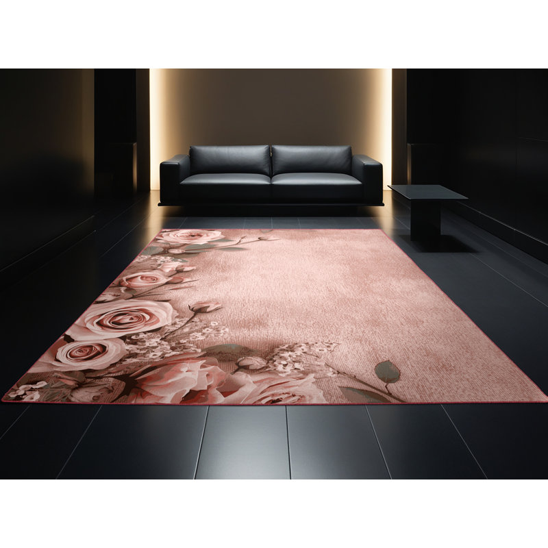 Tapis beige moelleux moelleux à motif abstrait moderne et contemporain Everitt Valentines, 2 pi x 3 pi