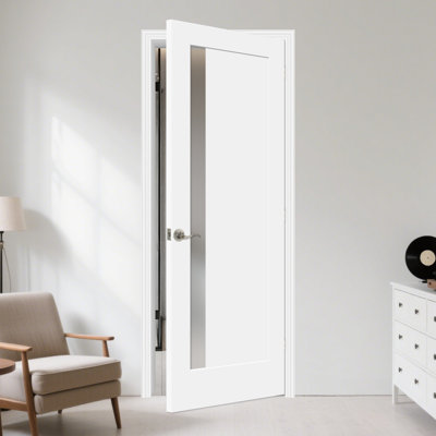 Interior Pantry 1-lite Small Frosted Glass Door Solid Manufactured Wood Prime Standard Door Without Hardware Kit