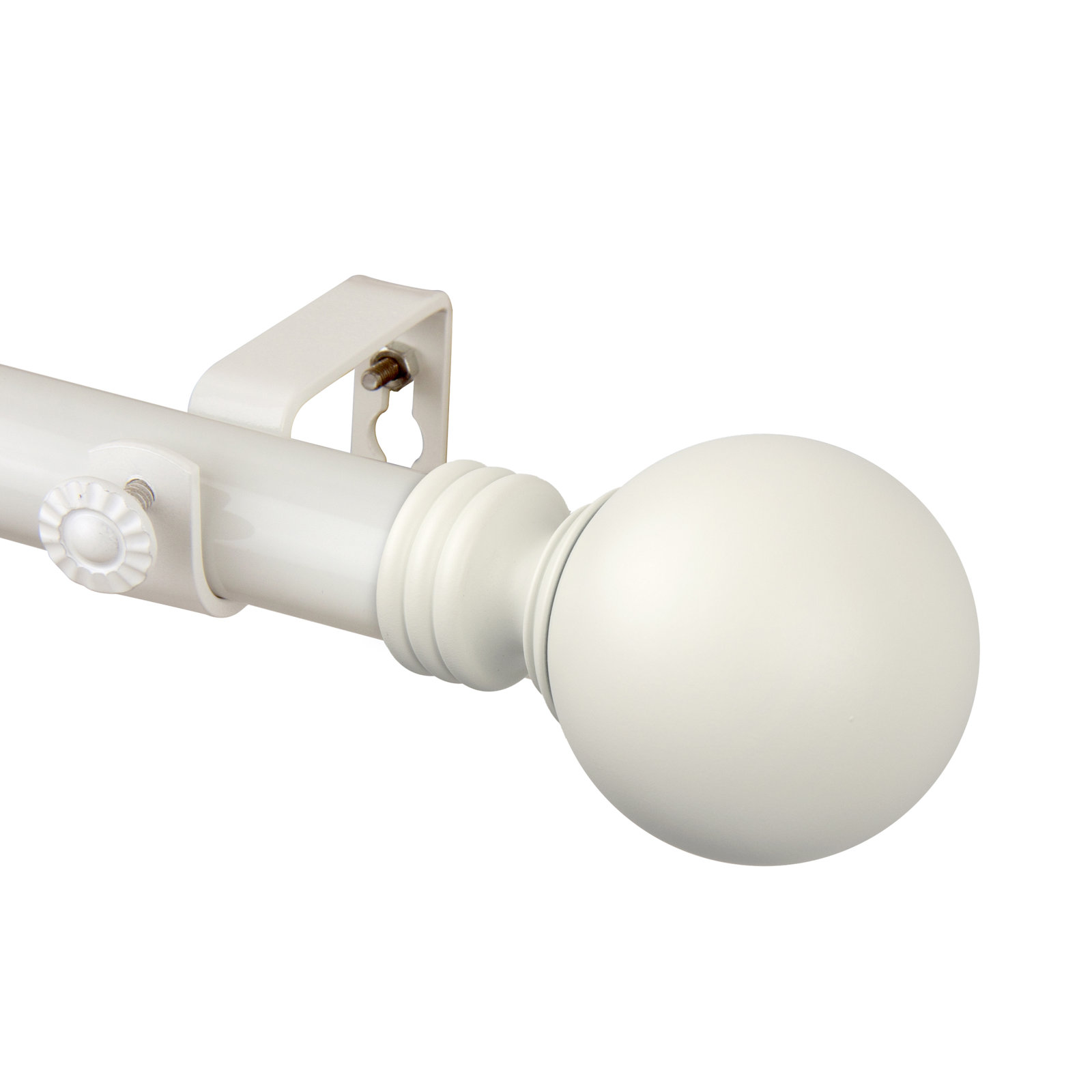 Orpha Single Curtain Rod, 66" - 120", White