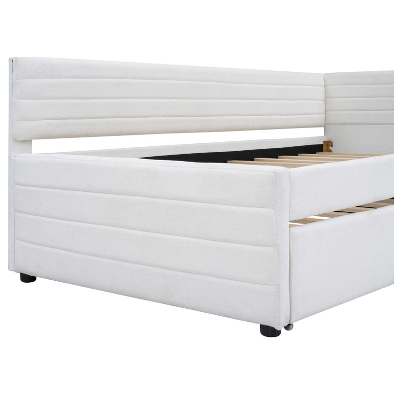 Lit de jour simple rembourré avec couchette, Blanc