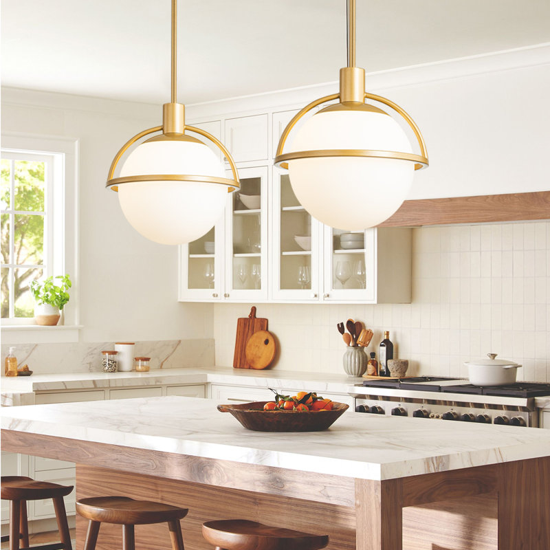 Ensemble de 2 luminaires suspendus 1 lumière à intensité variable Chaviano, Doré
