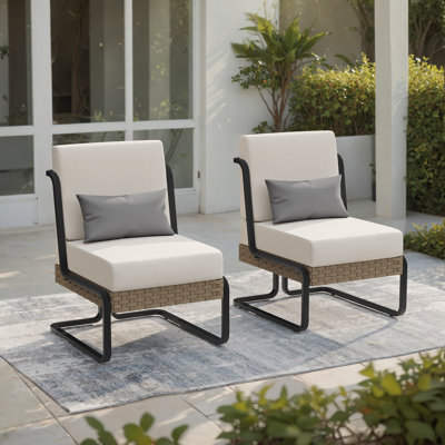 Ensemble de 2 chaises de patio en aluminium avec coussins