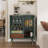 Modern Coffee Bar Cabinet with Wine Glass Rack and Storage Drawer-1137839381
