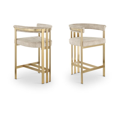 Stasia Upholstered 26.4" Counter Stool with Metal Frame