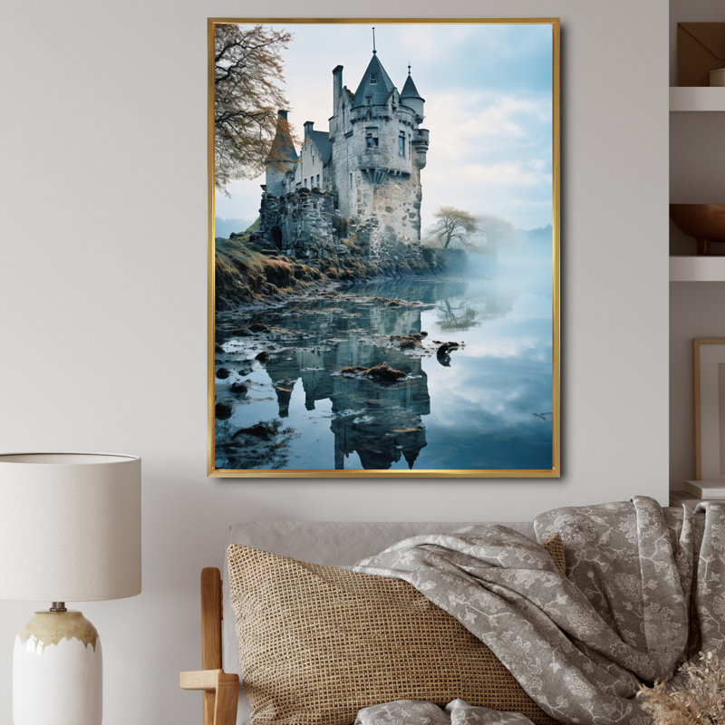 Broglen Castles Dreamy Reflections IV, reproduction d'art sur toile, H 40 po x l 30 po x P 1,5 po, Cadre flottant doré