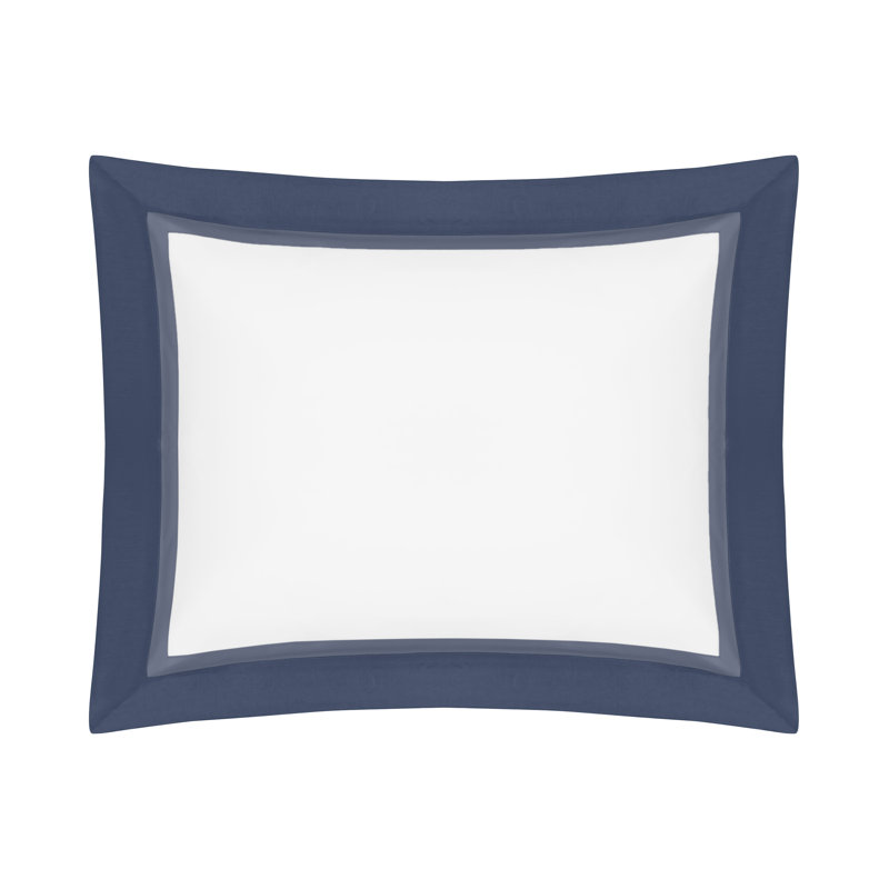 Borders Sham, White/Stone Blue/Navy Blue, Euro