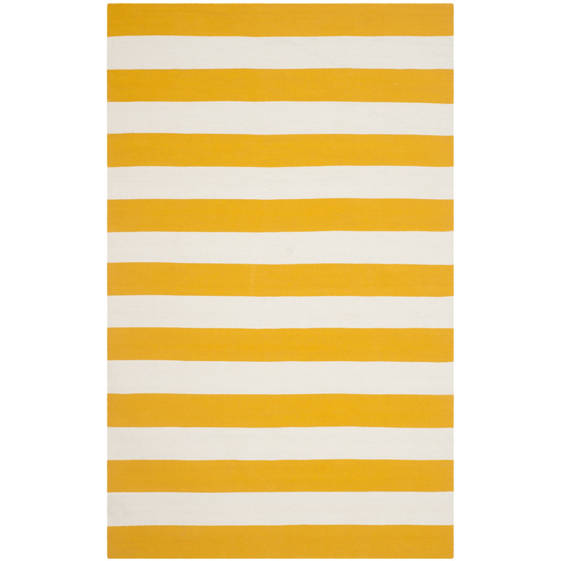 Parikh Hand Woven Cotton Striped Rug, Rectangle 8' x 10'