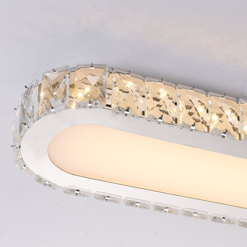 Tranae 1 - Light 39.37" Rectangle Crystal LED Dimmable Flush Mount, 39.37" W x 5.9" D