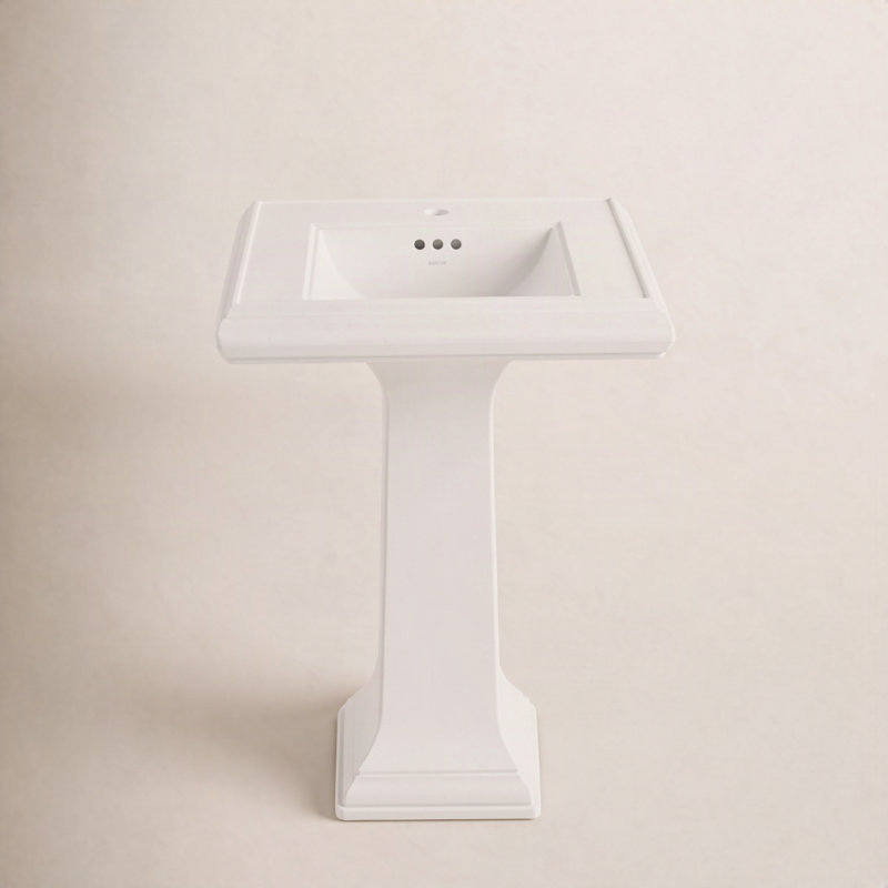Memoirs® 26.375" Tall Rectangular Pedestal Bathroom Sink with Overflow, White, Single Hole
