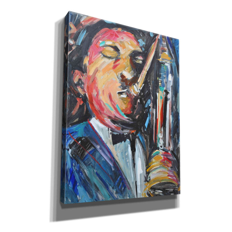 'Sax Man' by Jadei Graphics, Canvas Wall Art, 16" H x 12" W x 0.75" D